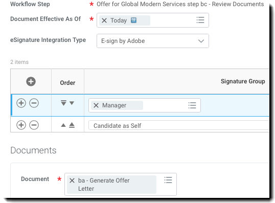 Definizione di gruppi di firma di Workday