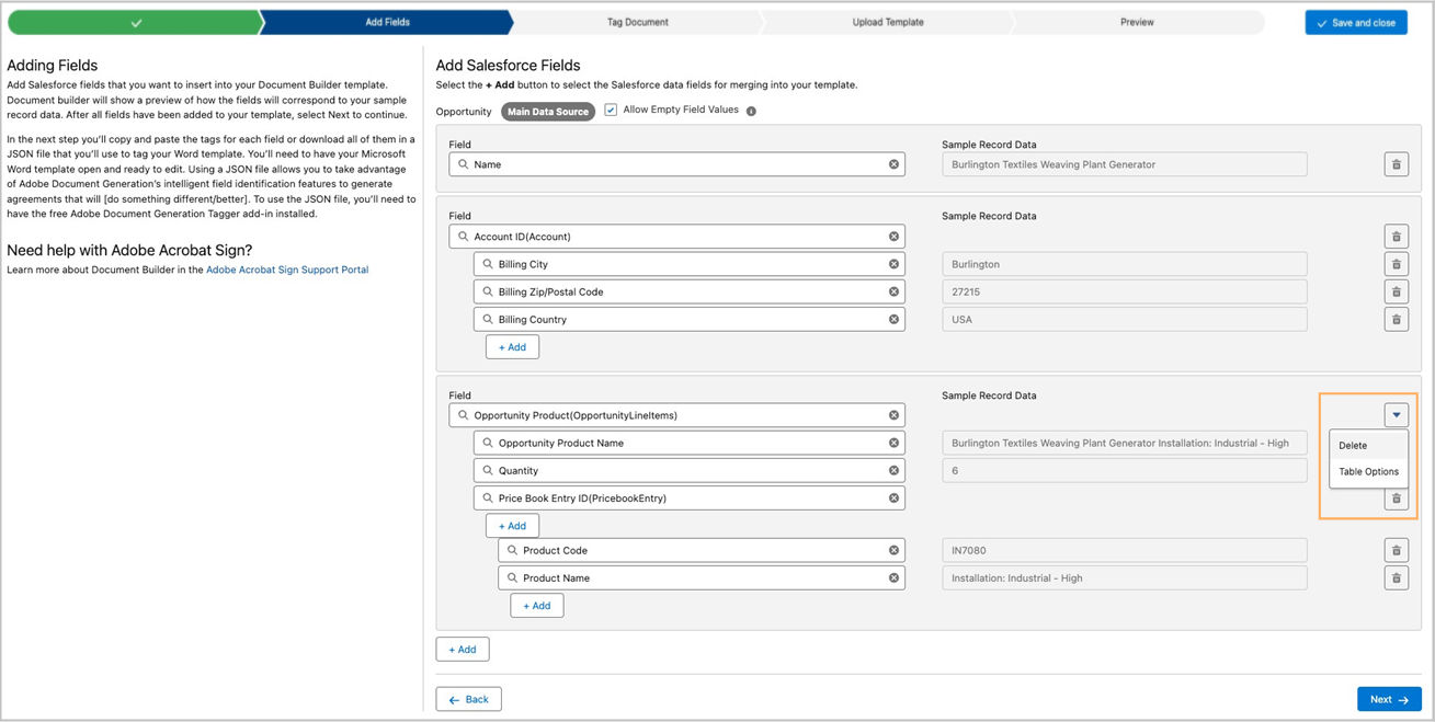 Acrobat Sign Document Builder: Add fields