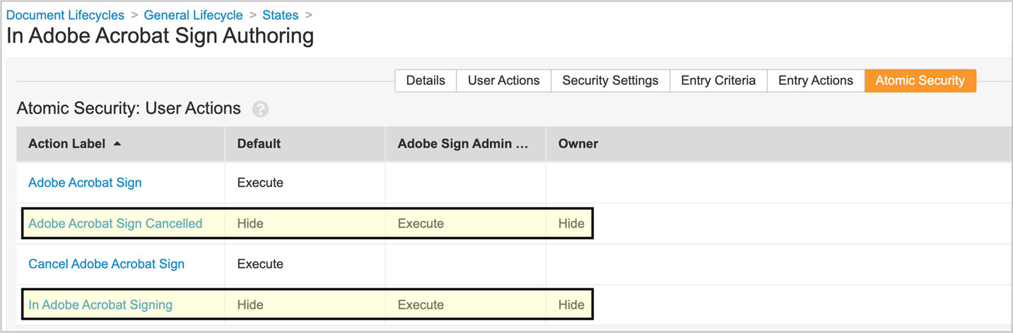 Acrobat Sign for Veeva Vault: Set user action rules in Acrobat Authoring