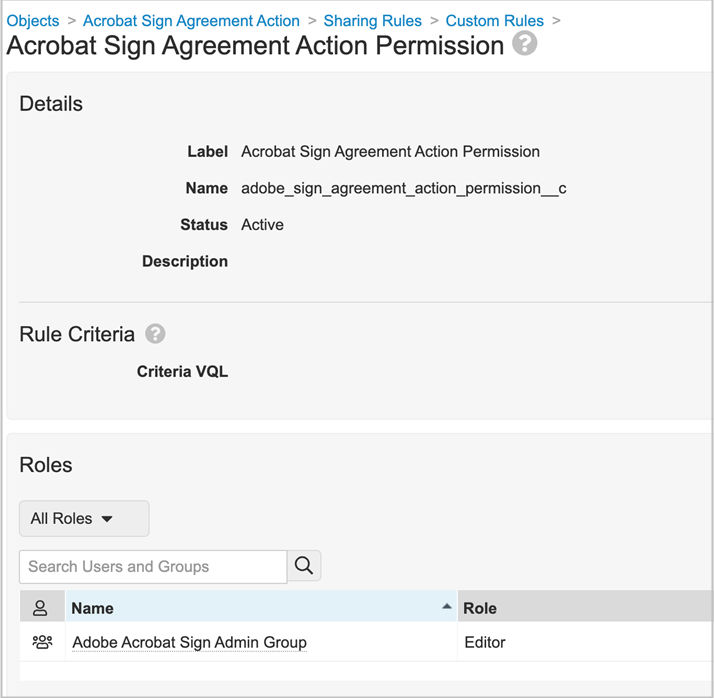 Acrobat Sign for Veeva Vault: Set Agreement Action Permission