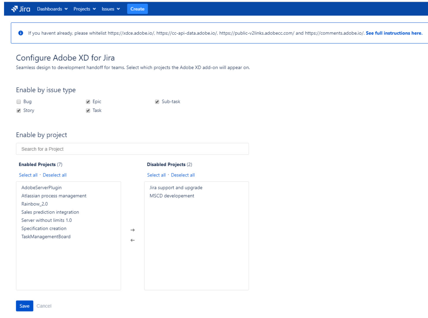 Configure Adobe XD for Jira