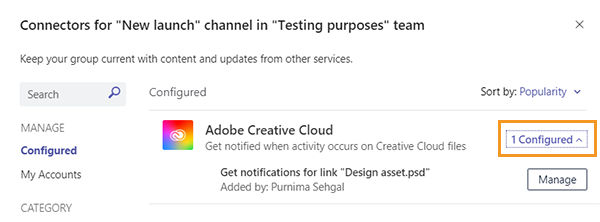 View your configured links