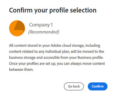 Confirm your profile selection