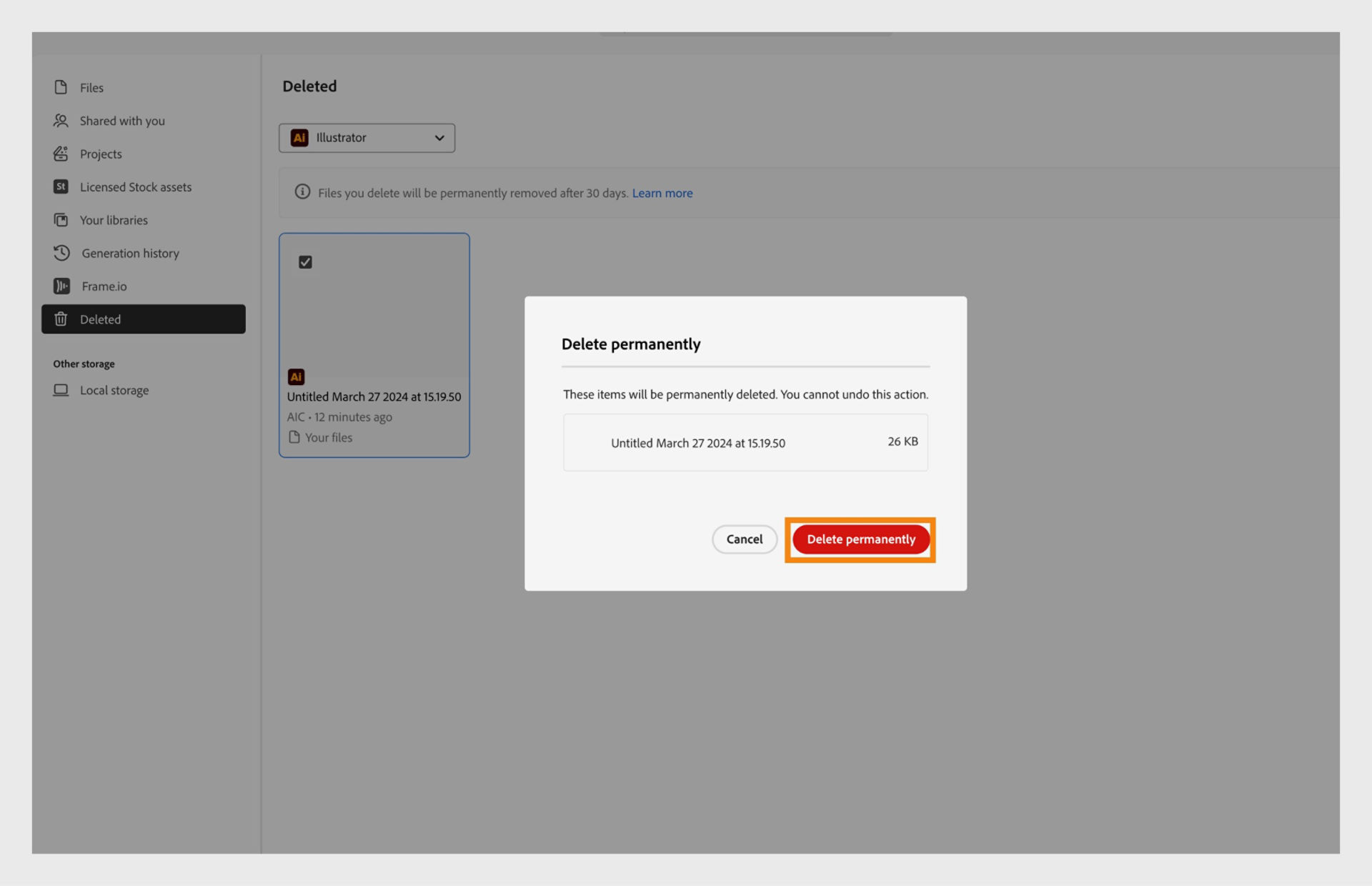 The confirmation dialog box, that appears when you permanently delete a file, provides the option to confirm your action. 