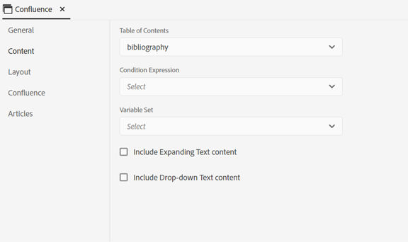 Confluence content settings