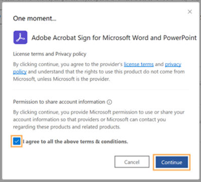 Adobe Sign for Microsoft - Word/PowerPoint Add-in