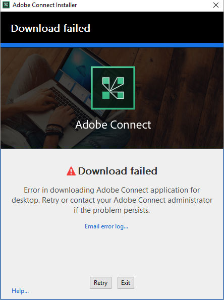 Adobe Connect uygulama yükleyicisi indirme hatası