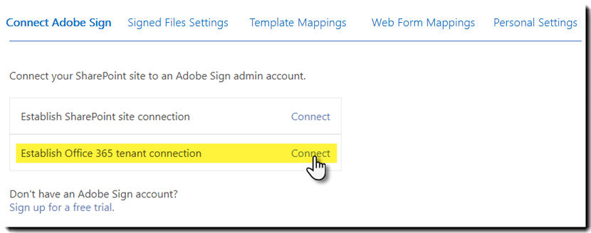 Connect Tenant to Adobe Sign