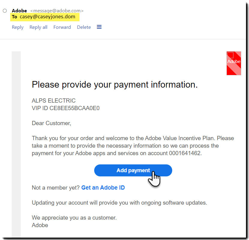 Add a Payment email