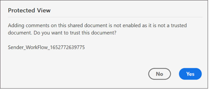 Consent dialog for review files in protected view