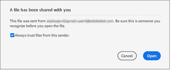 Consent dialog for files shared for review