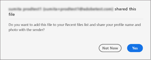 Consent dialog for files shared for viewing