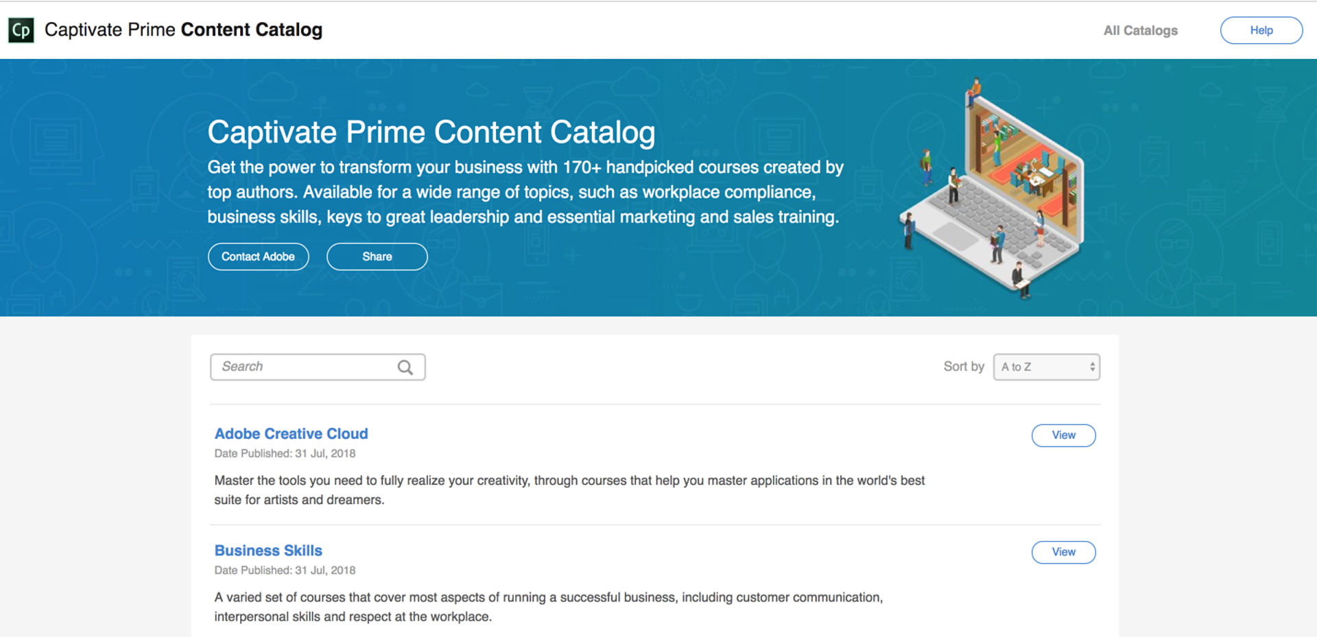 Content Catalog page