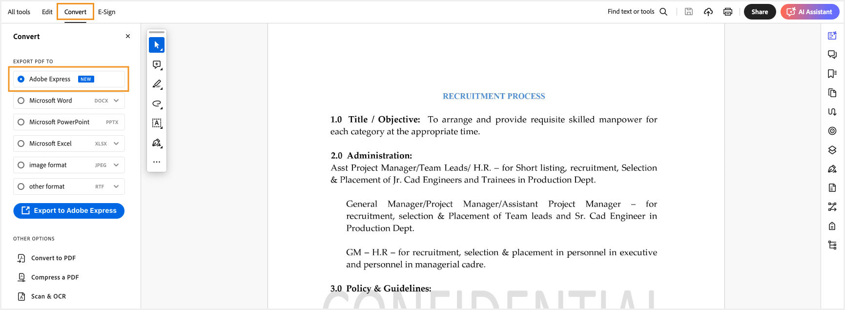 Select Adobe Express