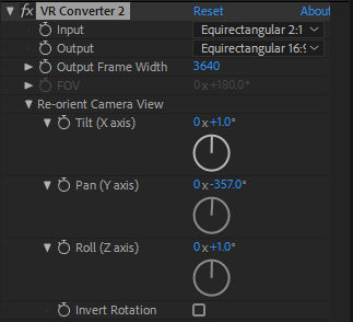 VR Converter settings