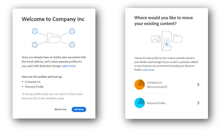 Profile setup screens