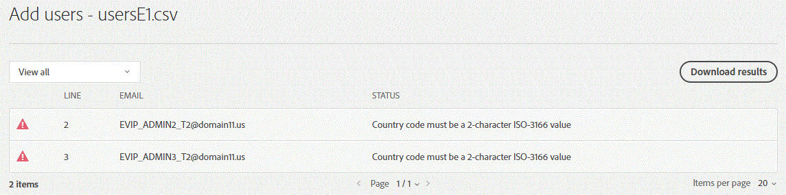 Country code error