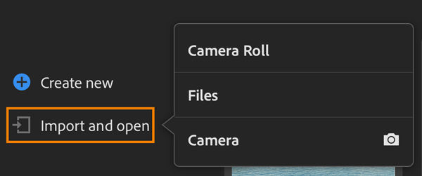 Importar e abrir | Photoshop para iPad