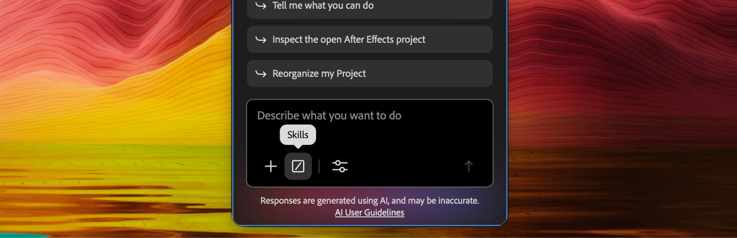 The AI Assitant panel is open and the Skill button is highlighted in the prompt bar.