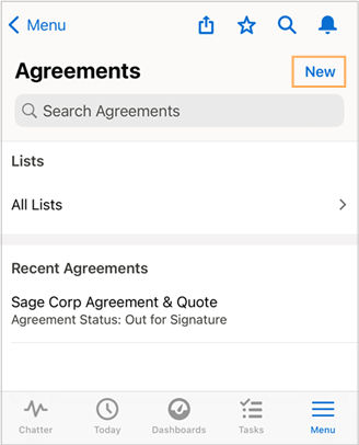 Create agreements on Acrobat Sign for Salesforce Mobile