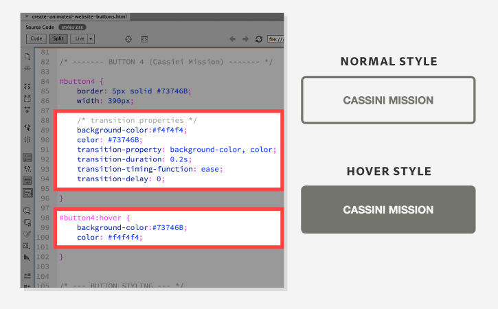 “Hover” background color settings are changed from “Normal” settings in CSS 