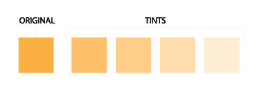 Original orange swatch with four lighter tinted swatches to the right