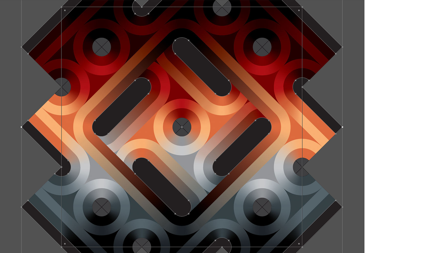 Circles are shaded and reflected within the artwork to create interesting color patterns.  