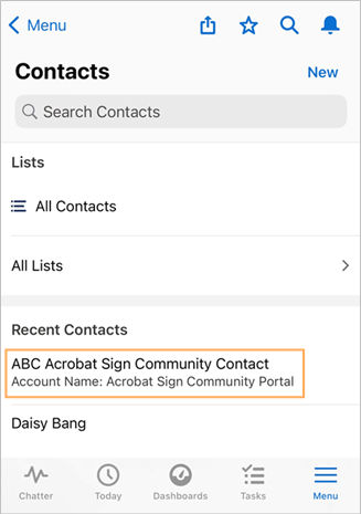 Crear acuerdos en Acrobat Sign para Salesforce para móvil