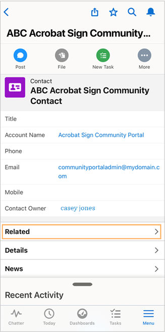 Создание соглашений в Acrobat Sign для Salesforce на мобильных устройствах