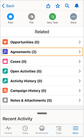 Create agreements on Acrobat Sign for Salesforce Mobile