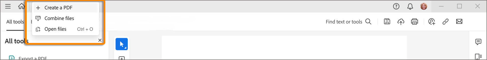 New options in the Create menu - Combine files and Open files