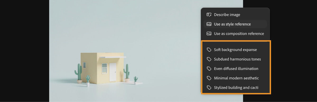 The image on the canvas is selected, and from the context menu, one of the multiple sub-prompts is highlighted.