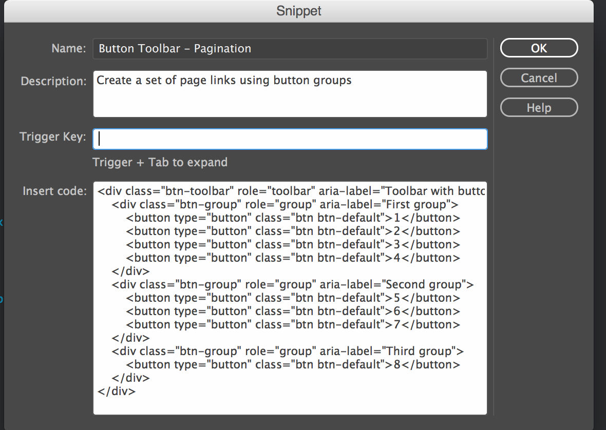 Creating a code snippet with enough description makes it easy to identify for later reuse