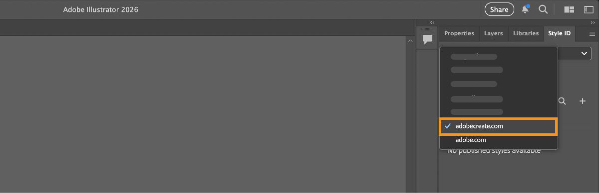 The Style ID panel is open, and the Profile dropdown menu is open for you to choose a profile from.