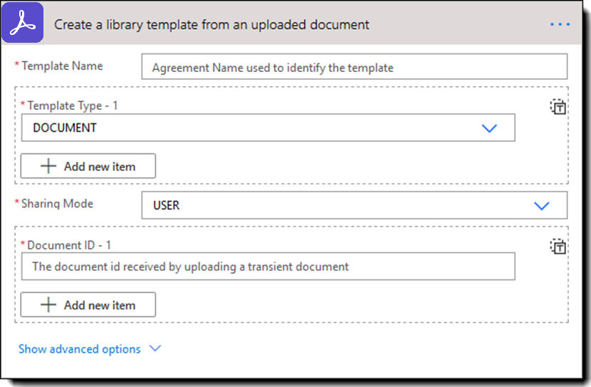 Create a library template from an uploaded document