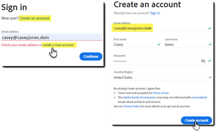 Create a new account