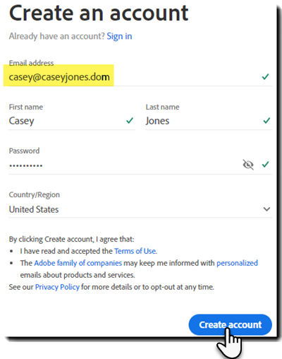 Fill in ACIS form and click Create