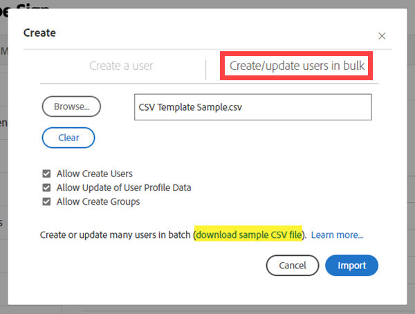 Create users in bulk