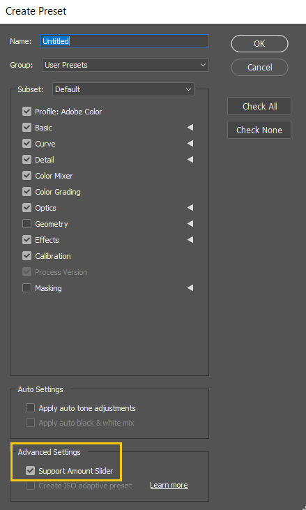 Create Preset