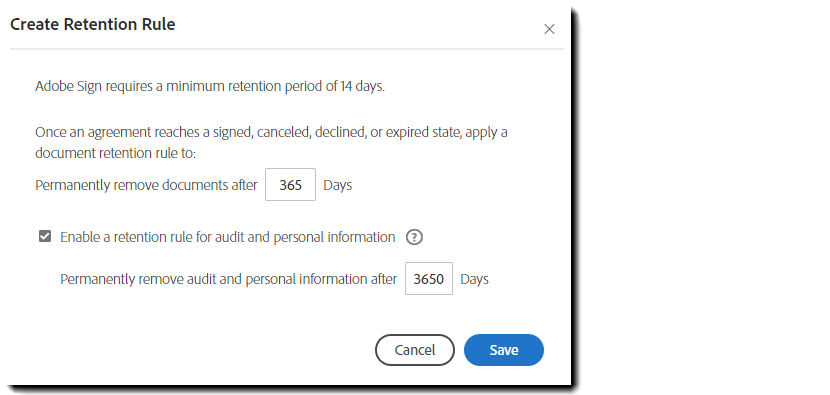 Create retention rule