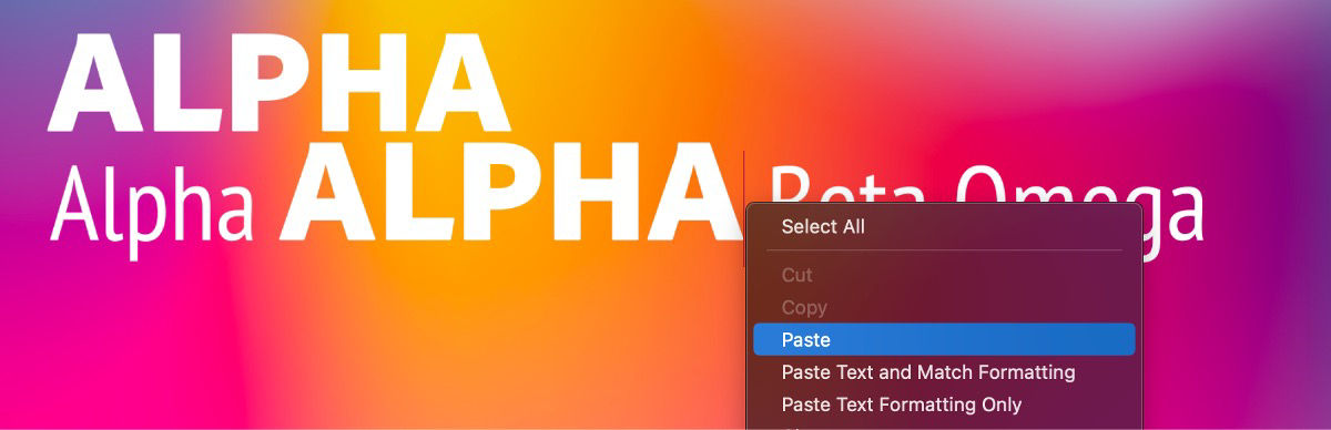 The text is pasted using the Paste option from the context menu. The text pasted maintains the original font and style.