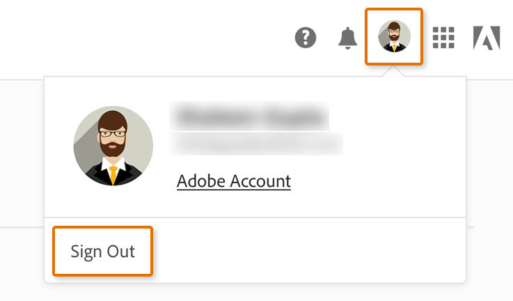 Click the profile icon to check Adobe ID.