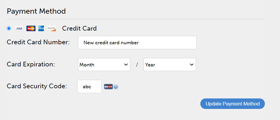 Update credit card details