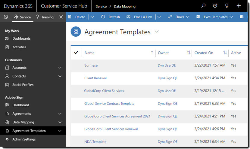 CS hub - Agreement templates