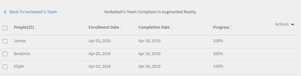 Compliance Status: Learnings view details