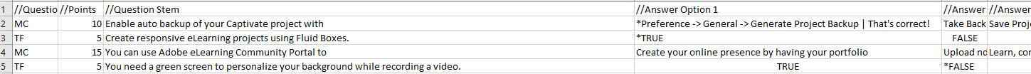 CSV format