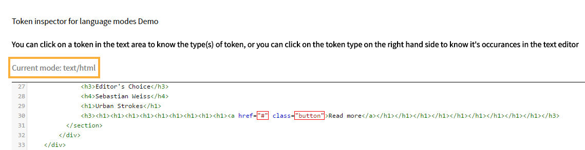 Mode indication in the Token Inspector