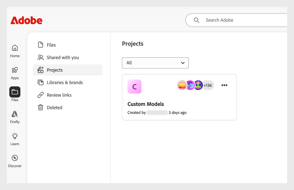 The Projects tab on the Files page displays both the projects you have created and those you have been invited to collaborate on. There are also options to create new projects or edit existing ones.