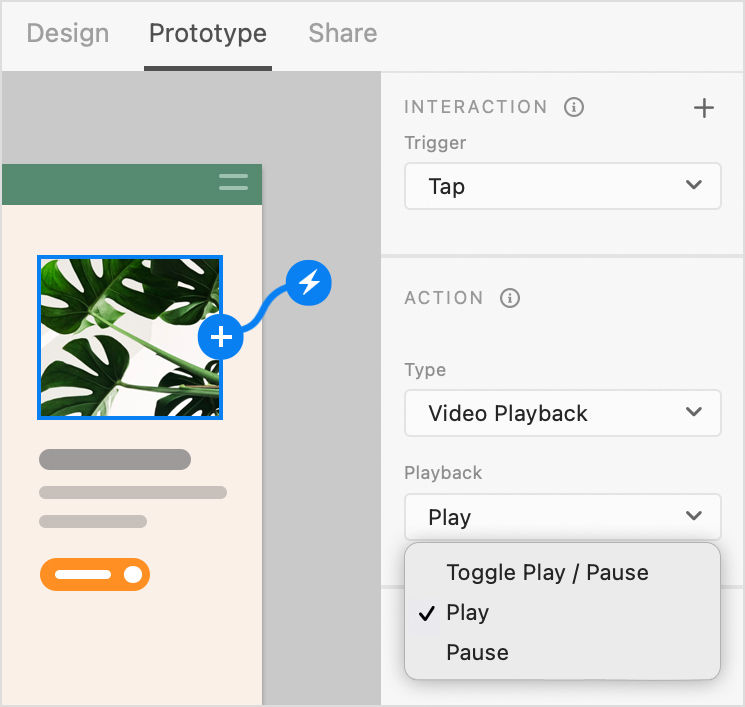 Customize playback by choosing Tap trigger with Play or Pause as the action