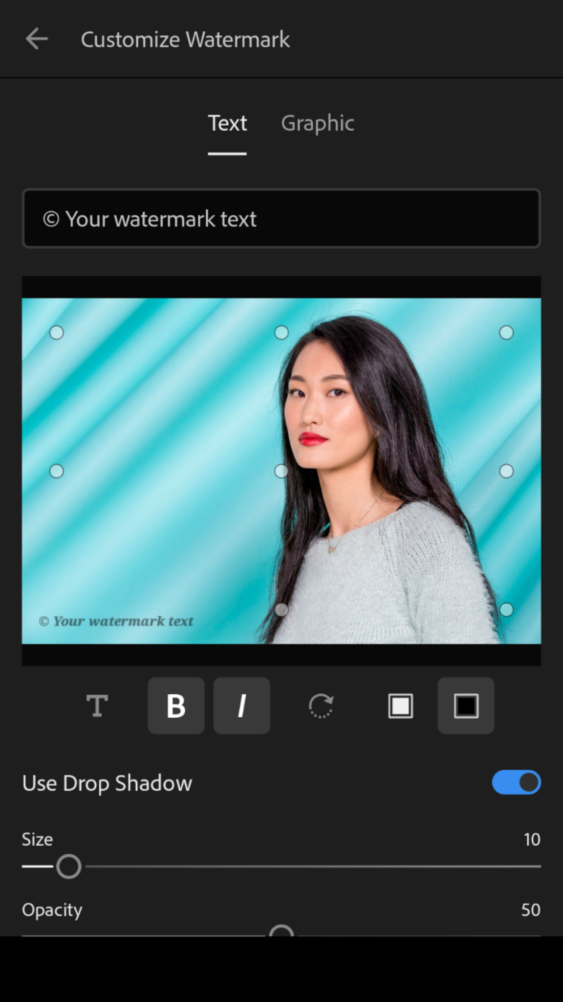 Customize text watermark